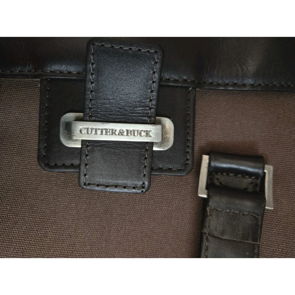 Cutter & Buck American Classics Brown Canvas & Leather Tall Pouch Bag MSRP  $165